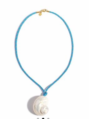 Seashell Pendant Necklace with Blue Cord
